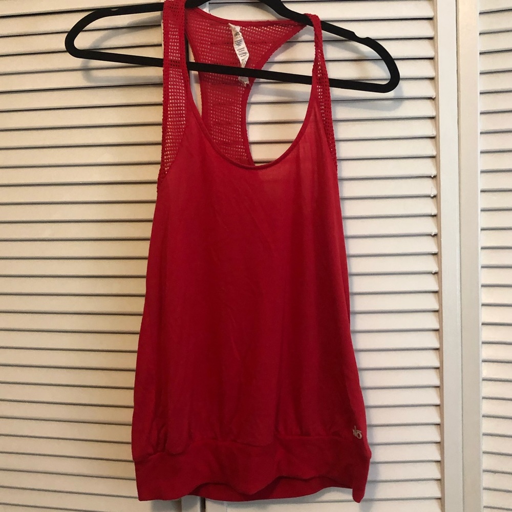 Alo Yoga red mesh back tank size small